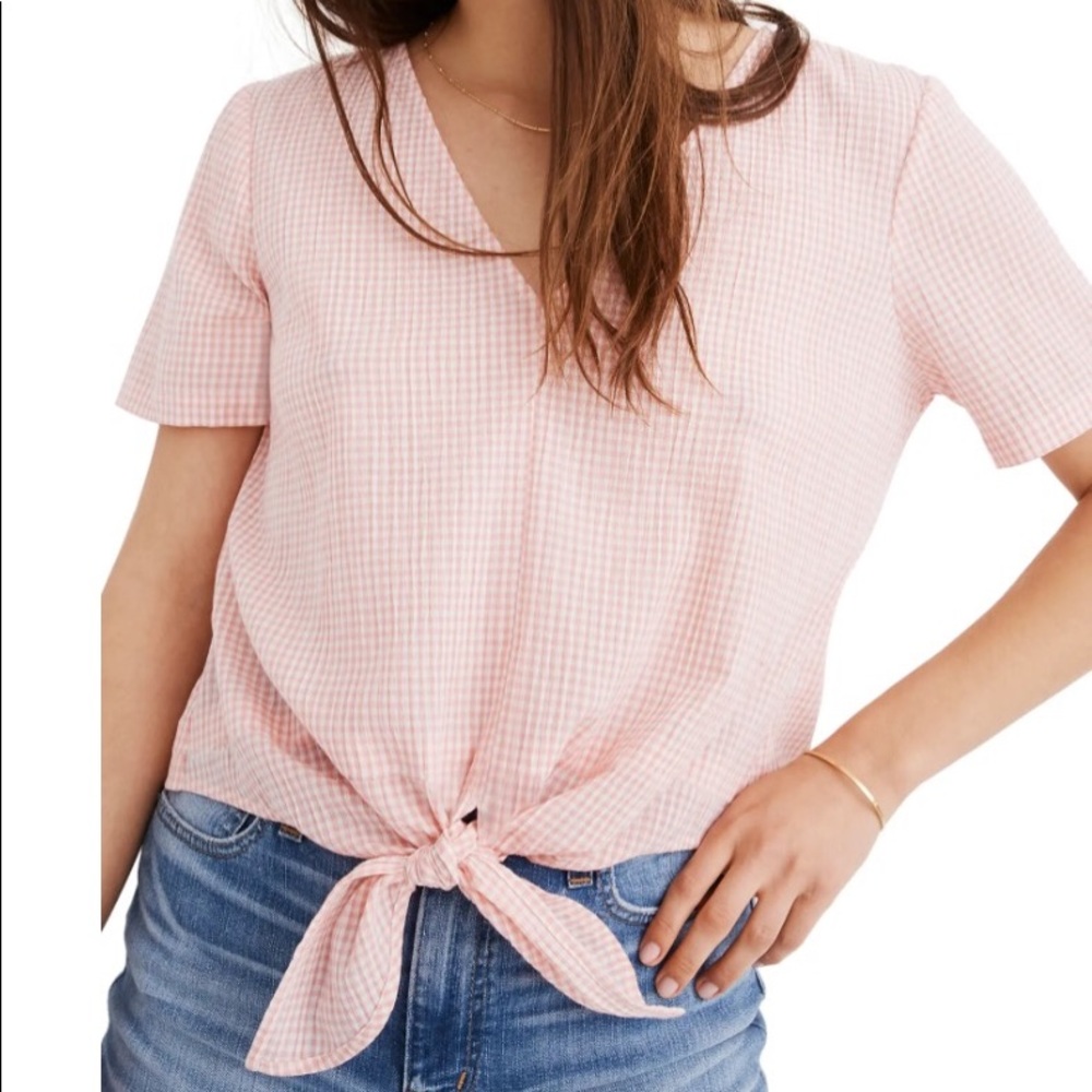 Madewell Tie Front Gingham Top